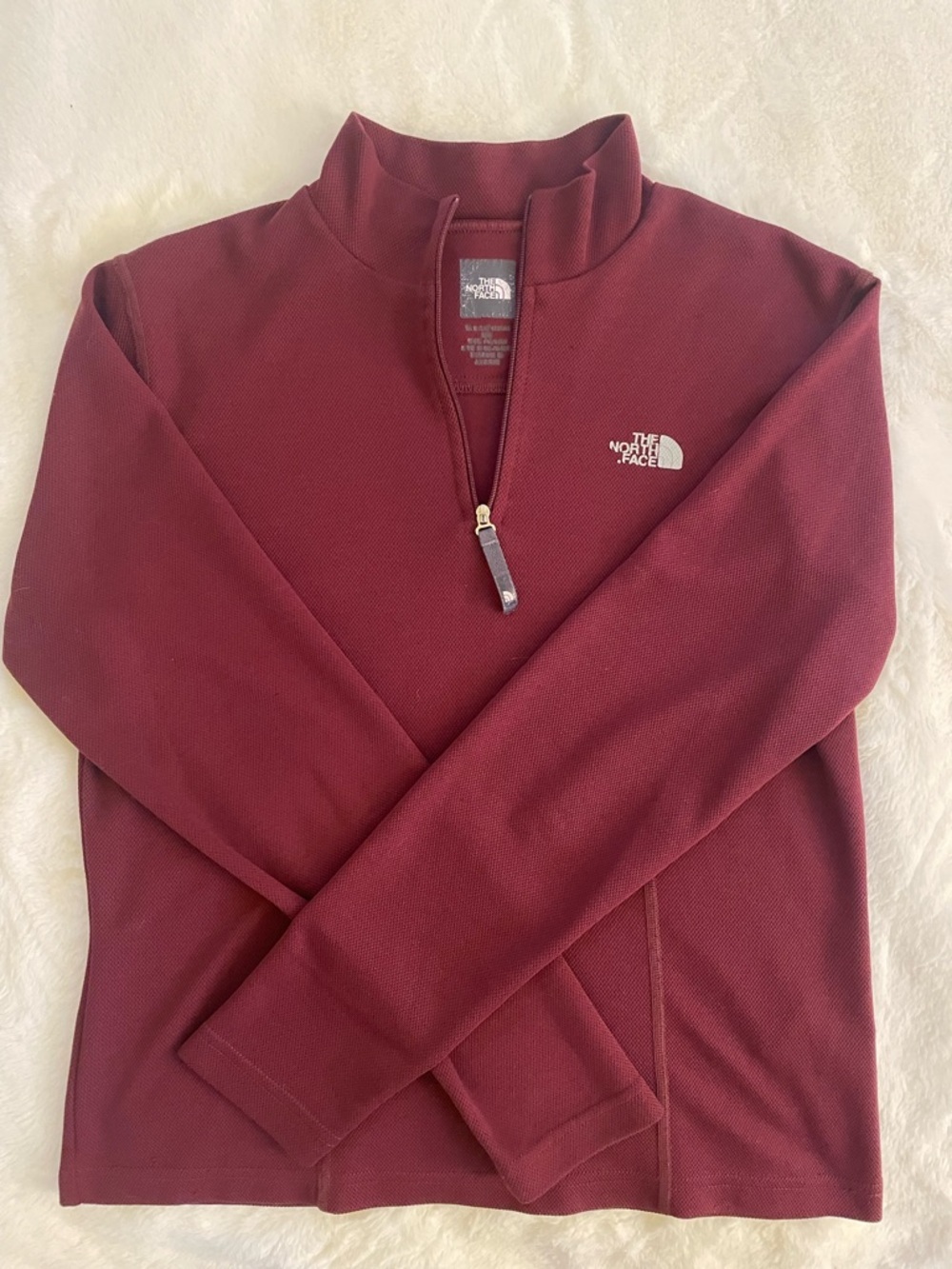 The North Face Women's Burgundy Vintage Quarter-Zip LongSleeve Top Outdoorsy Y2K - Picture 14 of 15
